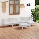 Set mobilier de grădină, 6 piese, alb, lemn masiv de pin Set mobilier de grădină, 6 piese, alb, lemn masiv de pin
