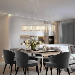 Lustră cu mărgele de cristal, argintiu, 104 cm, e14