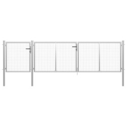 Poartă de grădină din oțel 400x100 cm argintie