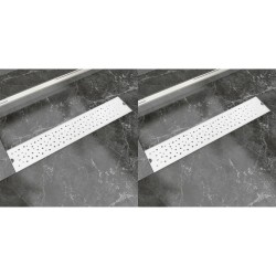 Rigolă liniară de duș 2 buc. 630x140 mm, oțel inoxidabil, bule