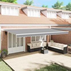 Cadru de copertină manual alb 600 × 300 cm aluminiu