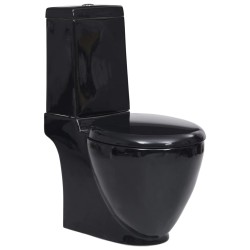 Vas wc toaletă de baie, negru, ceramică, rotund, flux inferior