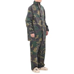 Costum de ploaie, 2 piese, imprimeu camuflaj, cu glugă, xl