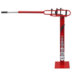 Mașină de îndoit țevi de oțel, acționată manual, montată pe banc