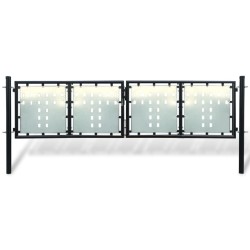 Poartă de gard cu o singură ușă neagră, 300x100 cm