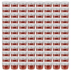 Borcane din sticlă pentru gem, capace argintii, 96 buc, 110 ml