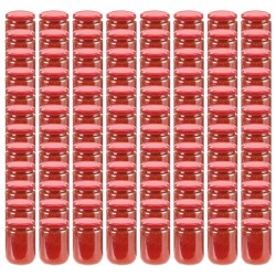 Borcane din sticlă pentru gem, capace roșii, 96 buc., 230 ml