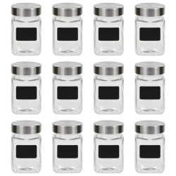 Borcane de depozitare cu etichetă, 12 buc., 300 ml