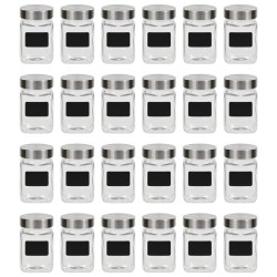 Borcane de depozitare cu etichetă, 24 buc., 300 ml