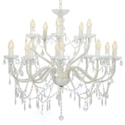 Candelabru cu 2 rânduri, alb, becuri 15 x e14