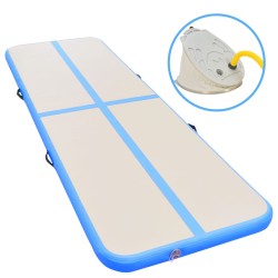 Saltea gimnastică gonflabilă cu pompă albastru 300x100x10cm pvc