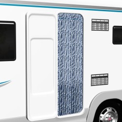 Perdea de insecte, albastru, alb, argintiu, 56x185 cm, chenille