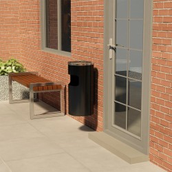 Coș de gunoi de perete cu scrumieră, negru, oțel, 26 l