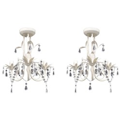Candelabre suspendate de plafon cu cristale 2 buc. alb elegant