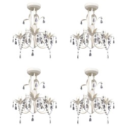 Candelabre suspendate de plafon cu cristale 4 buc. alb elegant