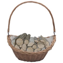 Coș pentru lemne de foc cu mâner, maro, 61,5x46,5x52 cm salcie