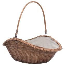 Coș pentru lemne de foc cu mâner, natural, 60x44x55 cm, salcie