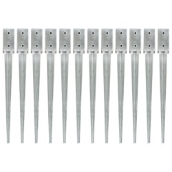 Țăruși de sol, 12 buc., argintiu, 7x7x75 cm, oțel galvanizat