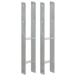 Ancore de gard, 2 buc., argintiu, 9x6x60 cm, oțel galvanizat