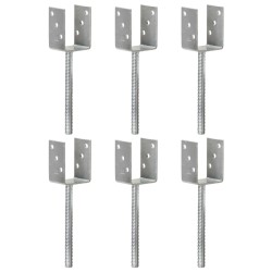 Ancore de gard, 6 buc., argintiu, 7x6x30 cm, oțel galvanizat
