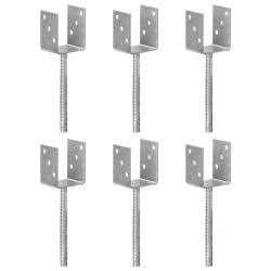 Ancore de gard, 6 buc., argintiu, 8x6x30 cm, oțel galvanizat