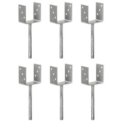 Ancore de gard, 6 buc., argintiu, 10x6x30 cm, oțel galvanizat
