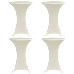Husă de masă cu picior, 4 buc., crem, ø60 cm, elastic