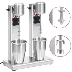 Mixer de milkshake cu 2 vase, oțel inoxidabil, 2 l