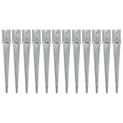 Țăruși de sol, 12 buc., argintiu, 10x10x76 cm, oțel galvanizat