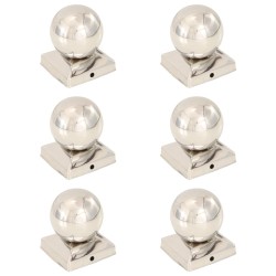 Capace stâlpi tip glob, 6 buc., 91 x 91 mm, oțel inoxidabil