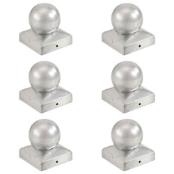Capace stâlpi tip glob, 6 buc., 71 x 71 mm, metal galvanizat