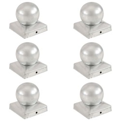 Capace stâlpi tip glob, 6 buc., 91 x 91 mm, metal galvanizat