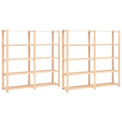 Etajere cu 5 rafturi, 2 buc, 170x38x170 cm, lemn de pin, 500 kg
