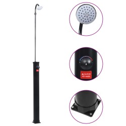 Duș solar de grădină, negru, 215 cm, 8 l