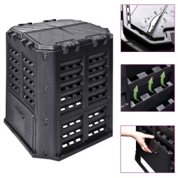 Compostor de grădină, negru, 68,9x68,9x83,9 cm, 360 l