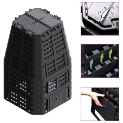 Compostor de grădină, negru, 93,3x93,3x146 cm, 1000 l