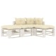 Set mobilier de grădină din paleți cu perne crem, 4 piese, lemn