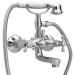 Baterie cadă cu 2 robinete + deviator duș de mână chrome retro