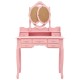 Masă de toaletă cu taburet și triptic oglinzi, roz