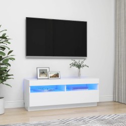 Comodă tv cu lumini led, alb, 100x35x40 cm