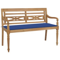 Bancă batavia cu pernă albastru regal, 120 cm, lemn masiv tec