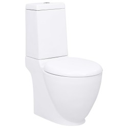 Vas wc toaletă de baie, alb, ceramică, rotund, flux inferior