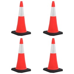 Conuri rutiere reflectorizante cu baze grele 4 buc. 75 cm