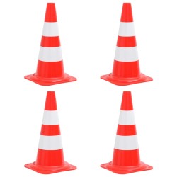 Conuri rutiere reflectorizante, 4 buc., roșu și alb, 50 cm