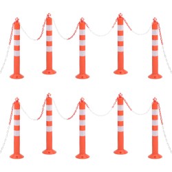 Bornă de control trafic cu lanţ, 10 buc., 75 cm, pe