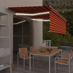 Copertină retractabilă manual stor&led portocaliu&maro, 4,5x3 m