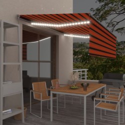 Copertină retractabilă manual stor&led portocaliu&maro 4,5x3 m