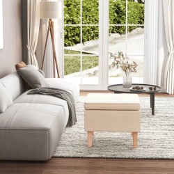 Scaun cu picioare din lemn, crem, material textil