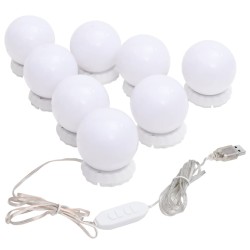 Lampă de oglindă cu 8 becuri led alb cald și alb rece