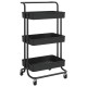 Cărucior de bucătărie 3 niveluri negru 42x35x85 cm fier/abs